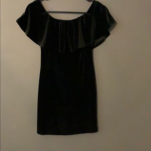 Velvet off the shoulder body con dress